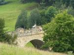 Alnwick Castle, de leeuw op een toegangsbrug