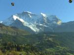 Vanuit de tandradtrein nog één keer een blik op de Jungfrau